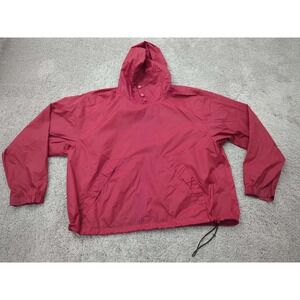 Chaps Ralph Lauren Windbreaker Mens XL Red Pullover Hooded Drawstring 100% Nylon